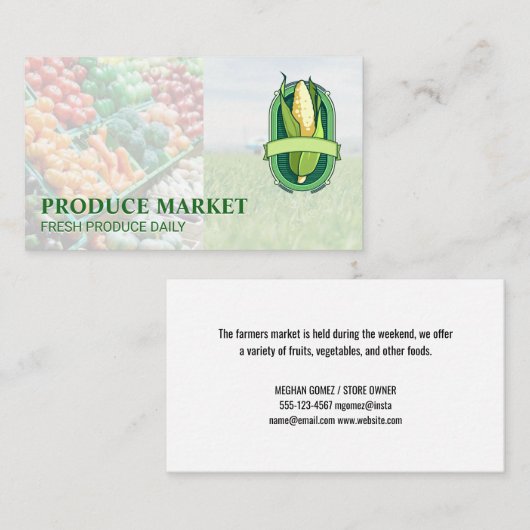 Tractor | Fresh Corn Produce Visitekaartje (Voorkant / Achterkant)
