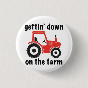Tractor Getting Down op het Boerderij Country Barn Ronde Button 3,2 Cm