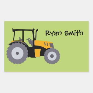 Tractor groene achtergrond school naam sticker