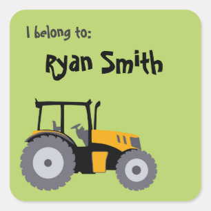 Tractor groene schoolboeken sticker terug naar sch