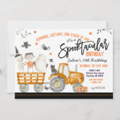 Tractor Halloween uitnodiging voor verjaardagsfees (Voorkant)