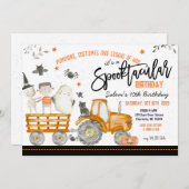 Tractor Halloween uitnodiging voor verjaardagsfees (Voorkant / Achterkant)