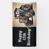 Tractor Happy Birthday Farming Equipment Age Spandoek (Verticaal)