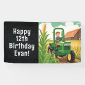 Tractor Happy Birthday Farming Equipment Kind Spandoek (Horizontaal)