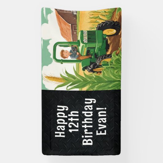 Tractor Happy Birthday Farming Equipment Kind Spandoek (Verticaal)