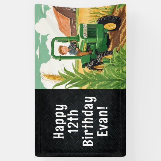 Tractor Happy Birthday Farming Equipment Kind Spandoek (Verticaal)