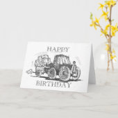 Tractor Happy Birthday Kaart (Gele Bloem)