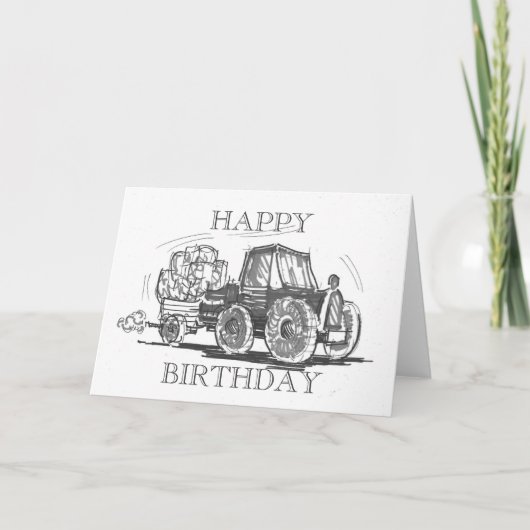 Tractor Happy Birthday Kaart (Voorkant)