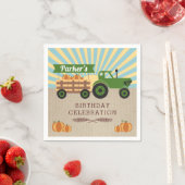 Tractor Hayride Pumpkin Birthday Napkins Servet (Insitu)