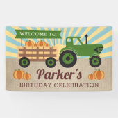 Tractor Hayride Pumpkin Birthday Vinyl Welkom Spandoek (Horizontaal)