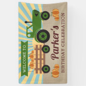 Tractor Hayride Pumpkin Birthday Vinyl Welkom Spandoek (Verticaal)