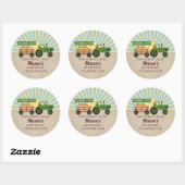 Tractor Hayride Pumpkin Picking Birthday Ronde Sticker (Vel)