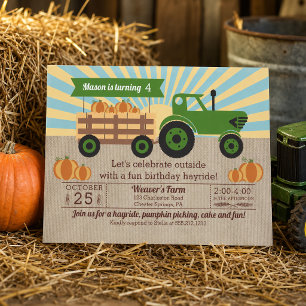 Tractor Hooitijd Boeket Pompoen Plukken Verjaardag Kaart