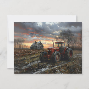 Tractor in een Boerderij Field Rustic Briefkaart