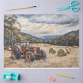Tractor in een hooiveld rustieke decoupage tissuepapier (Craft)