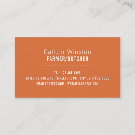 Tractor in Field, Farmer & Butcher Visitekaartje (Achterkant)