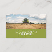 Tractor in Field, Farmer & Butcher Visitekaartje (Voorkant)