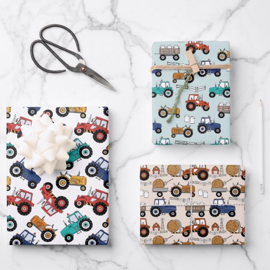 Tractor Inpakpapier, Boerderij Cadeauverpakking Inpakpapier Vel (Voorkant)