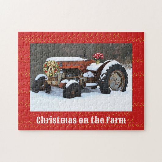 Tractor Kerst Boerderij Stijl Puzzel Legpuzzel (Horizontaal)