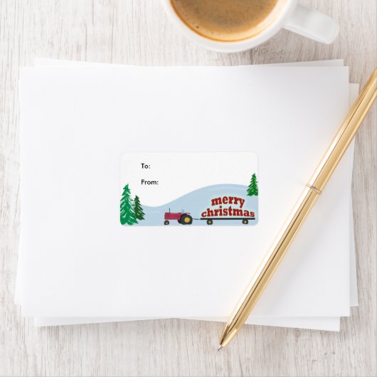 Tractor Kerst Gift Label (Insitu)