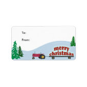 Tractor Kerst Gift Label (Voorkant)