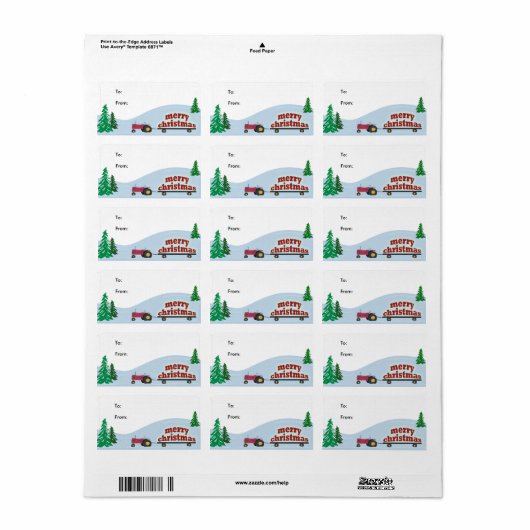Tractor Kerst Gift Label (Full Sheet)
