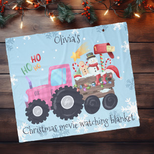 Tractor Kerstfilm Kijken Roze Fleece Deken