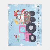 Tractor Kerstfilm Kijken Roze Fleece Deken (Voorkant)