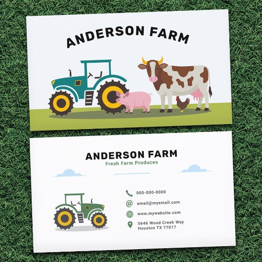 Tractor, Koe, Varken en Kip - Boerderij Visitekaartje