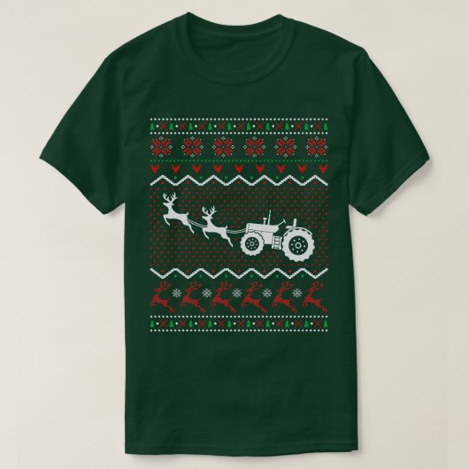 Tractor Lelijke Kerst Present Boer T-shirt (Design voorkant)