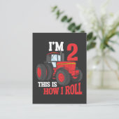 Tractor-lievend kind 2e verjaardag 2 jaar oude boe briefkaart (Staand voorkant)