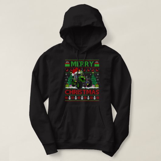 Tractor Lover Xmas Tree Ugly Santa Tractor Christm Hoodie (Design voorkant)