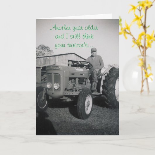 TRACTOR MAN VERJAARDAG KAART (Gele Bloem)
