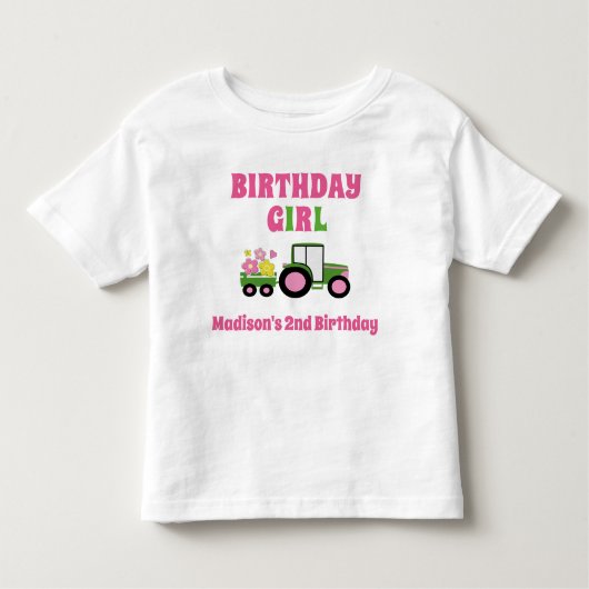 Tractor Meisje Verjaardag T-shirt Peuter Kind Kind (Voorkant)