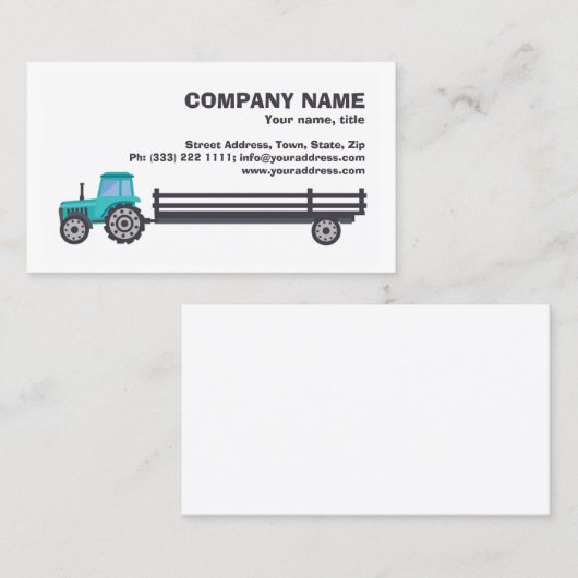 Tractor met aanhanger - Boerderij Supply Simple Wh Visitekaartje (Voorkant / Achterkant)