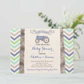 Tractor met Chevrons Baby shower voor Boy Kaart (Staand voorkant)
