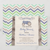 Tractor met Chevrons Baby shower voor Boy Kaart (Voorkant / Achterkant)