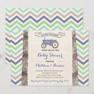 Tractor met Chevrons Baby shower voor Boy Kaart