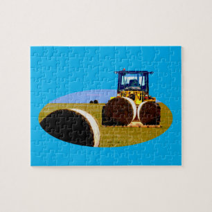 Tractor met hooi, puzzel legpuzzel