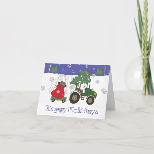 Tractor met kerst feestdagen kaart (Voorkant)