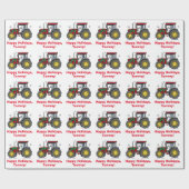 Tractor met  kerstnaam cadeaupapier (Vlak)