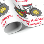 Tractor met  kerstnaam cadeaupapier (Rol Hoek)