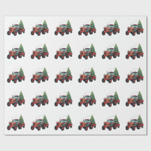 Tractor met trailer Santa Boerderij Farmer Christm Cadeaupapier