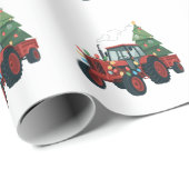 Tractor met trailer Santa Boerderij Farmer Christm Cadeaupapier (Rol Hoek)