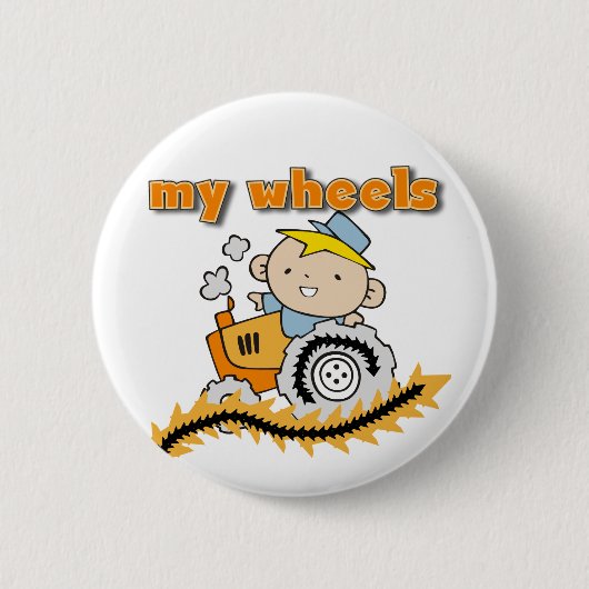 Tractor Mijn T-shirts en Giften van Wielen Ronde Button 5,7 Cm (Voorkant)