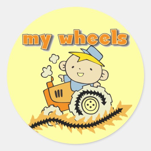 Tractor Mijn T-shirts en Giften van Wielen Ronde Sticker (Voorkant)