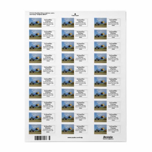 Tractor Moving Hay Bales Etiket (Full Sheet)