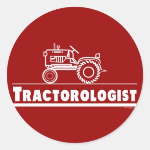 Tractor Ologist RED Ronde Sticker