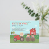 Tractor on Boerderij Kids Birthday Party Invitatio Kaart (Staand voorkant)