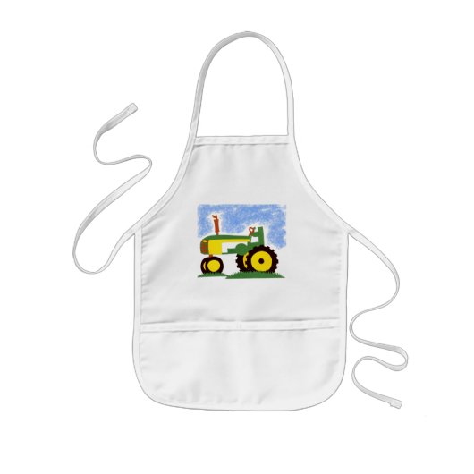 Tractor onder Blue Sky Kinder Schort (Voorkant)
